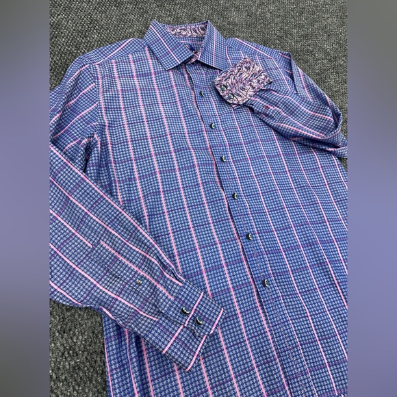 Robert Graham Purple Pink Long Sleeve Button Shirt Flip Cuff • Men’s Medium - Picture 3 of 8